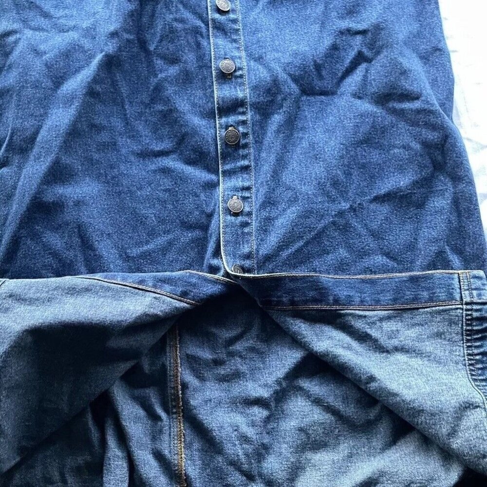 Vintage Bill Blass Women’s Below The Knee Denim Blue Button Jean Skirt Sz 16 - Picture 2 of 15
